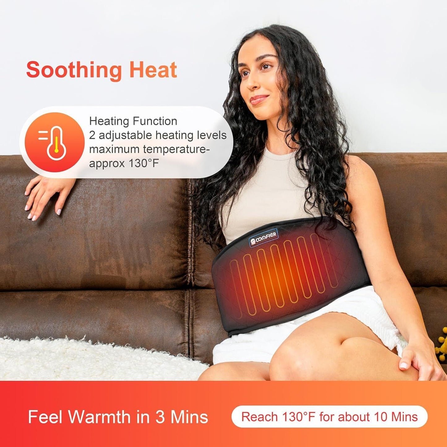 Comfier Heat pad for back Pain,Heated Back Warmer Massage Belt Wrap,Fast Heating