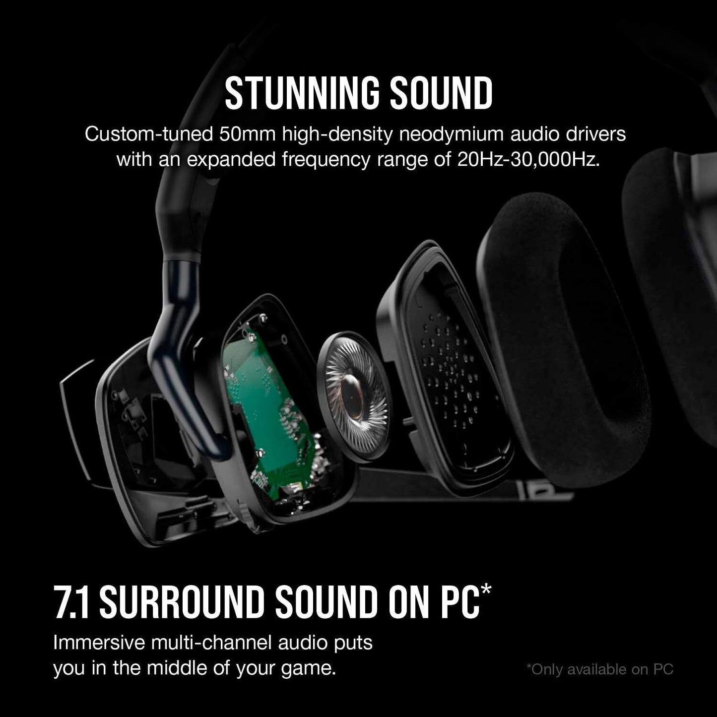 CORSAIR VOID RGB ELITE Wireless Gaming Headset – 7.1 Surround Sound – Omni-Direc