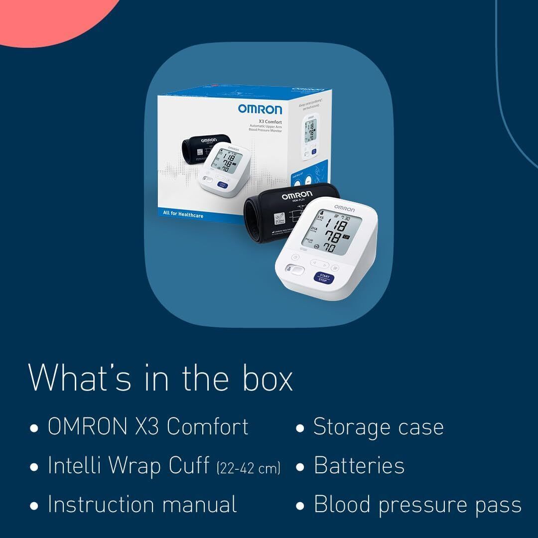 OMRON X3 Comfort Automatic Upper Arm Blood Pressure Monitor for Home Use,