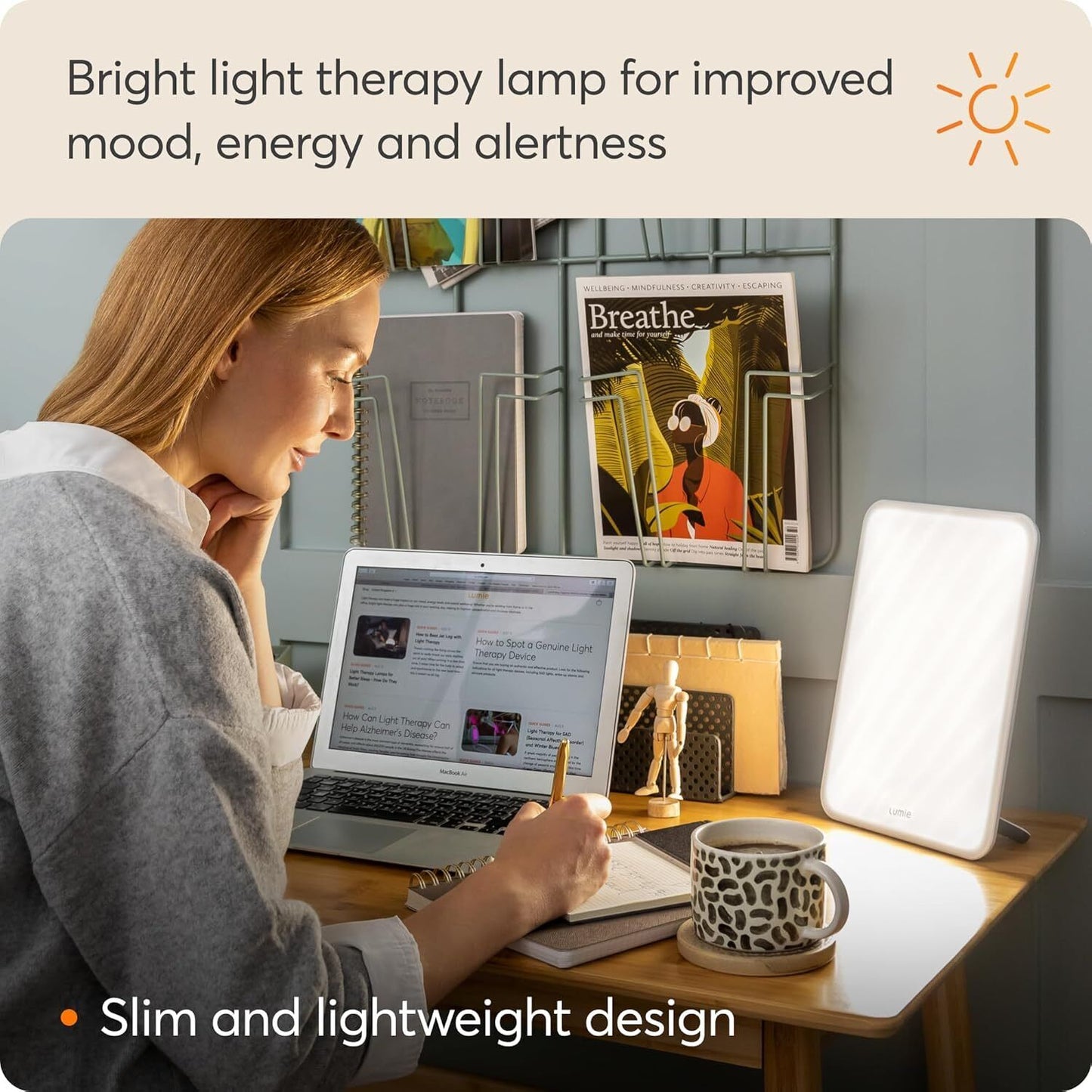 Lumie Vitamin L, Slim Light Box for Effective SAD Light Therapy, White