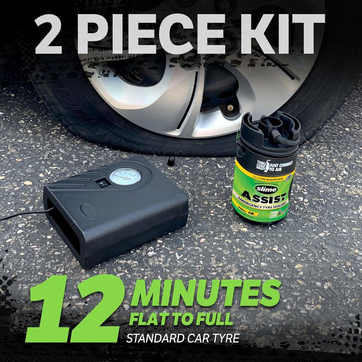 Slime 50138-51 Flat Tyre Puncture Repair, Smart Repair Plus, Emergency Kit for C