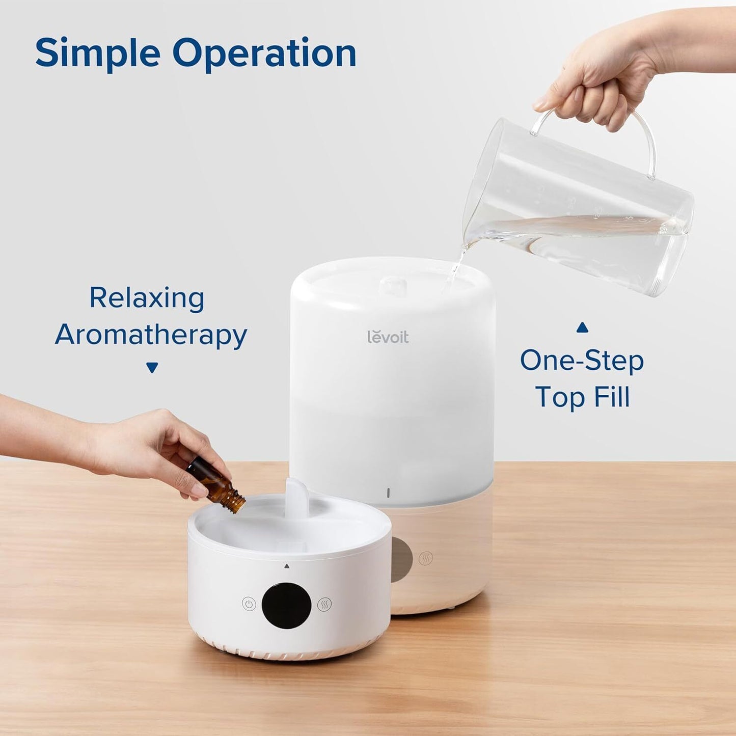 Humidifiers for Bedroom 3L, Top-Fill Cool Humidifier for Baby Room & Home, Smart