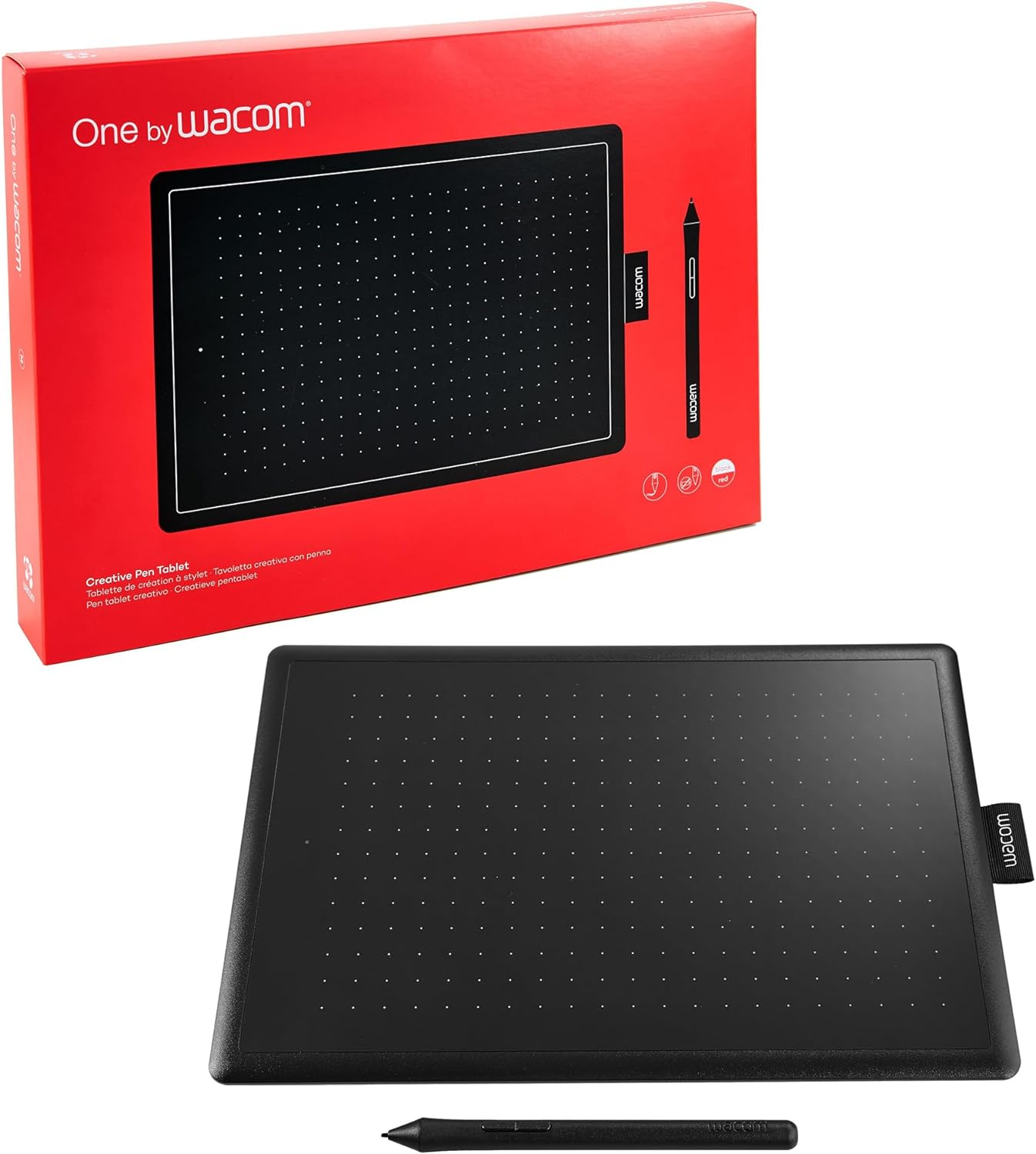 One by Wacom CTL-472 - Small - Creative Pen Tablet Black/Red