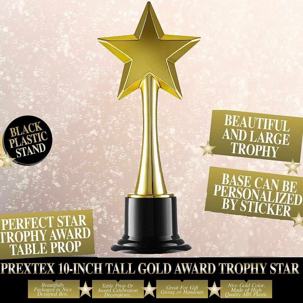 Prextex Gold Star Trophy Award Trophies Decorative Kids Sport Achievement 25Cm