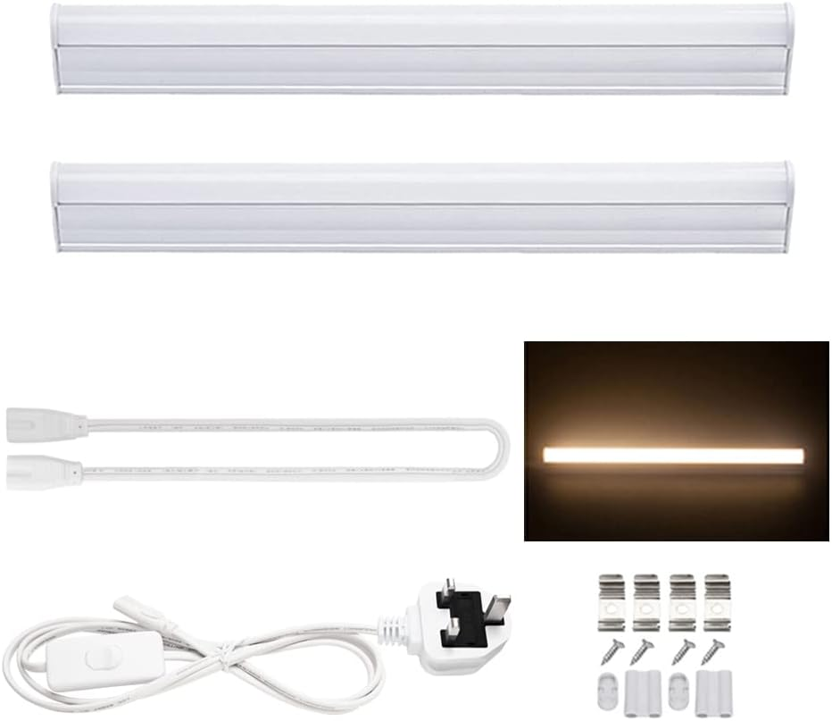 Tekmelau 30cm T5 LED Integrated Light Fixture, 5W 3000K Warm White with ON/Off S