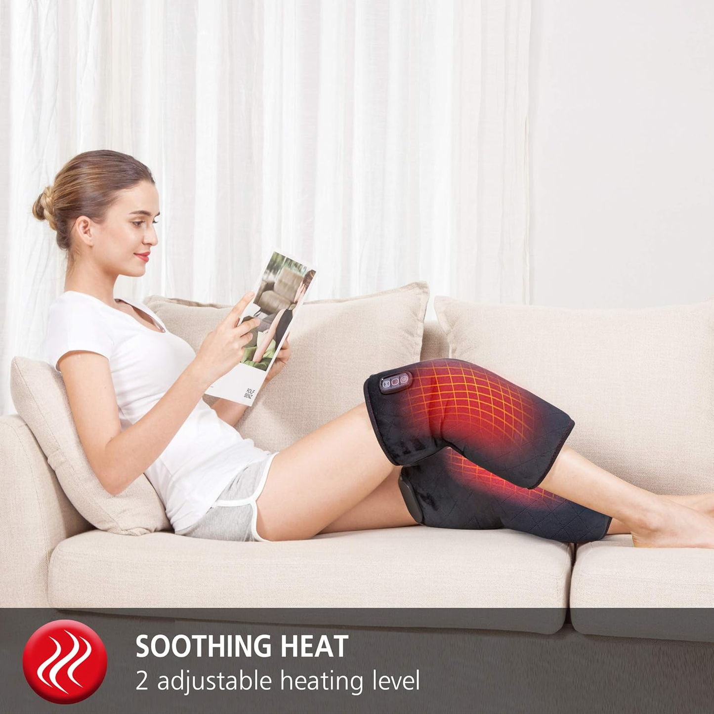 Comfier Heated Knee Massager, Knee Brace Wrap with Massage,Vibration,Heating Pad