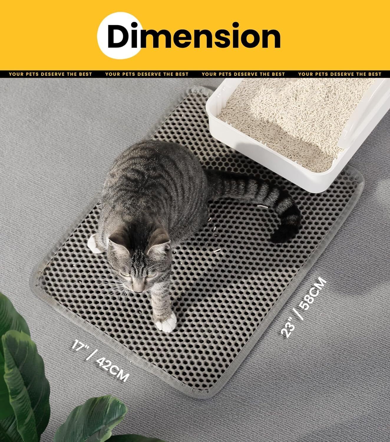 Double-Layer Cat Litter Tray Mat Waterproof Clean Pet 60x40cm