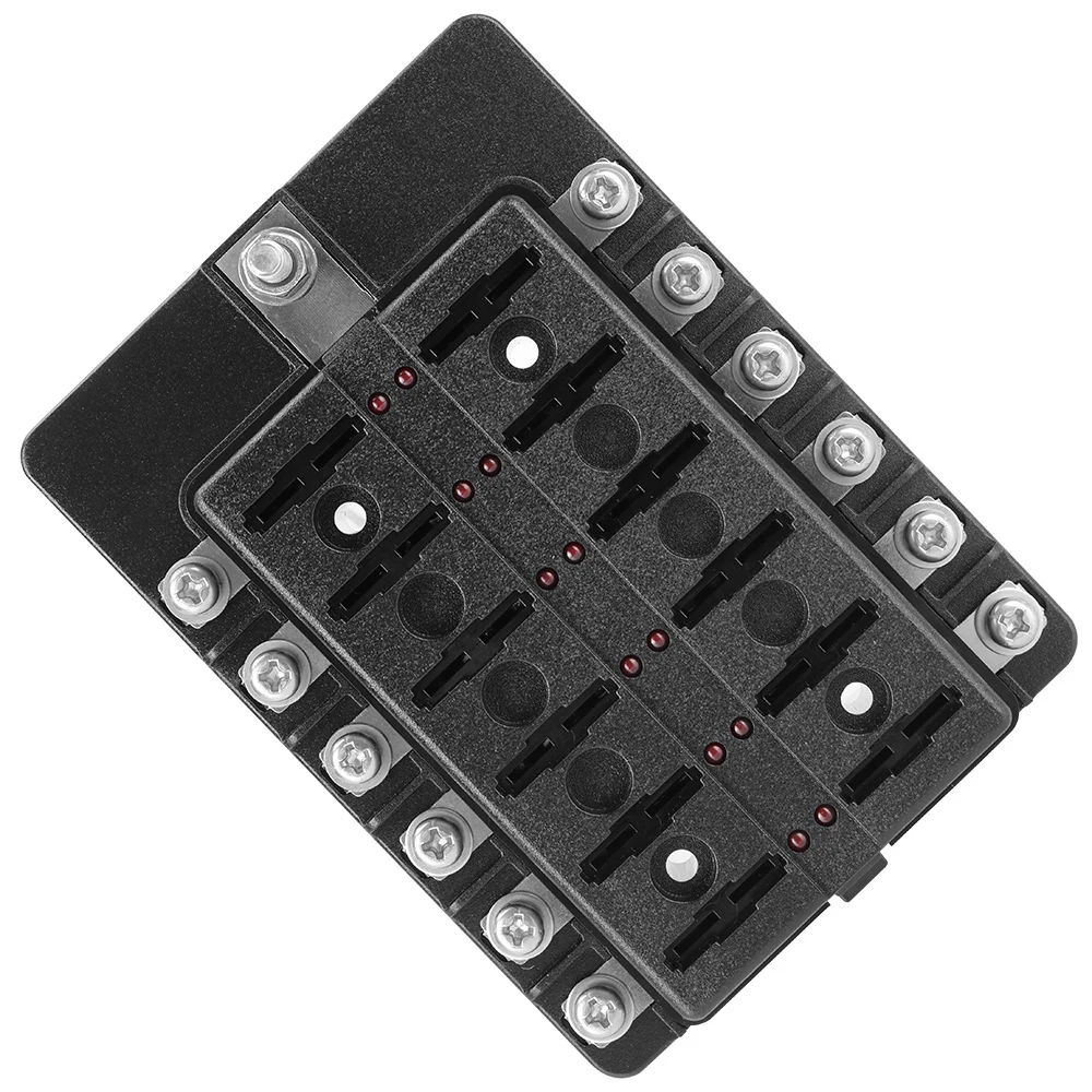 Fuse Box Holder for Auto Car Boat Marine M5 Stud with LED Indicator Light 6 Ways