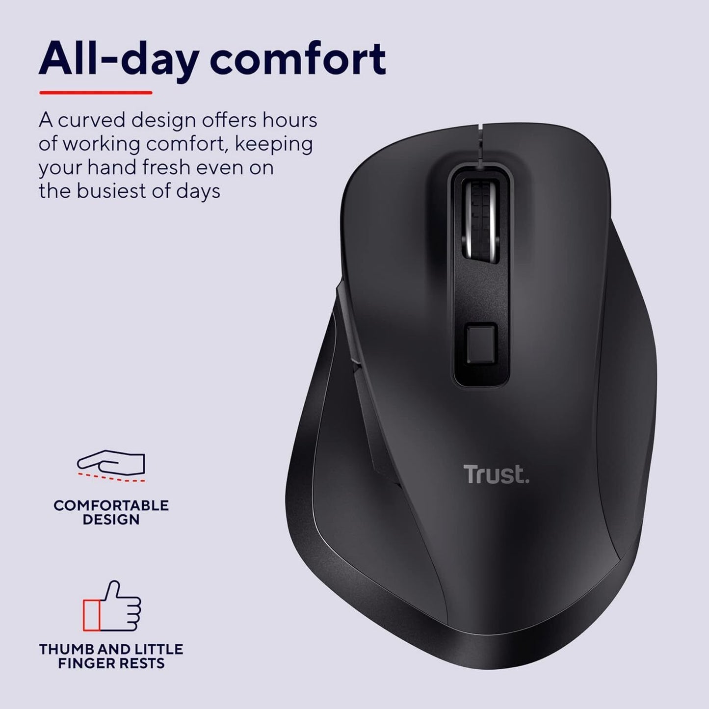 Trust Fyda Rechargeable Wireless Mouse Made With Recycled Materials, 800-2400 DP