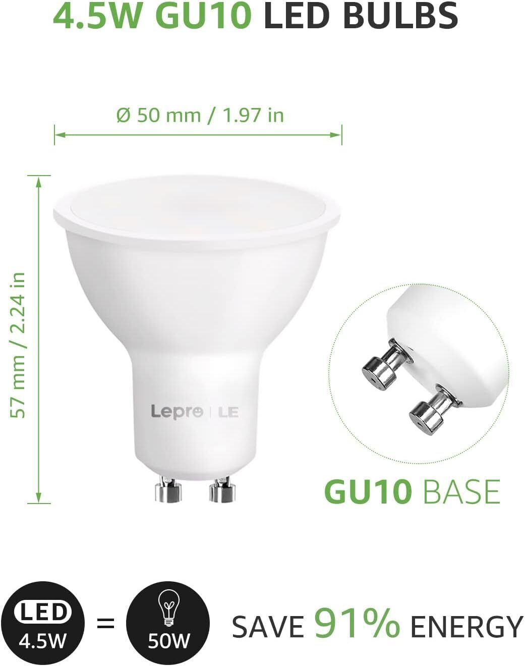 Lepro GU10 Smart Bulbs, Warm to Cool White Smart Light Bulbs GU10, Dimmable GU10