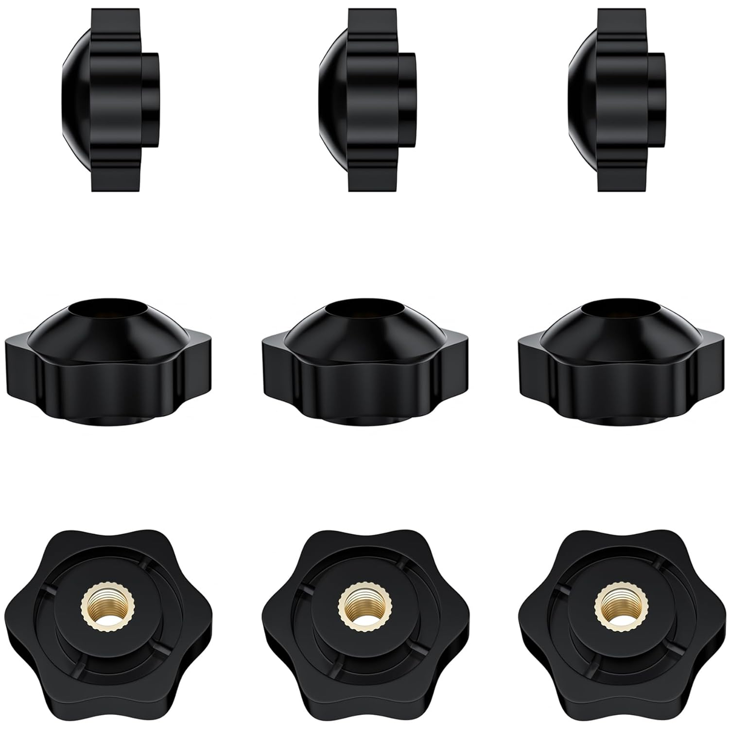 9 PCS Hex Clamping Nuts Knob,Star Shape Handle Nuts (M6)