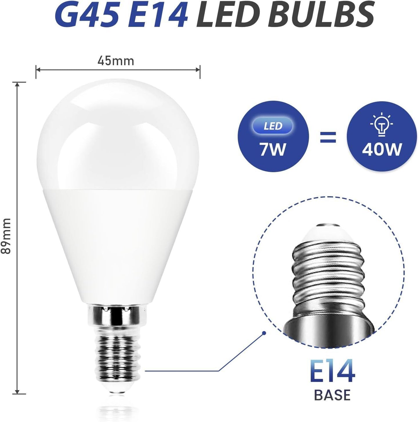 FECONN E14 Light Bulbs, 7W 550lm E14 LED Bulb, Cool White 6500K Daylight Small E