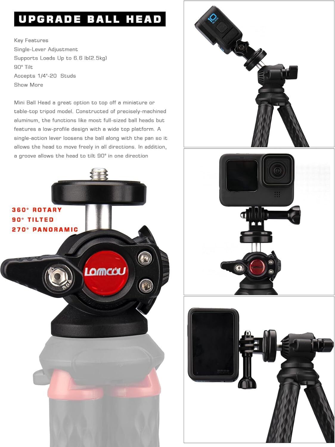 Lammcou Phone Tripod Flexible, Octopus Camera Gorrila Pod Bendy Legs Grip,