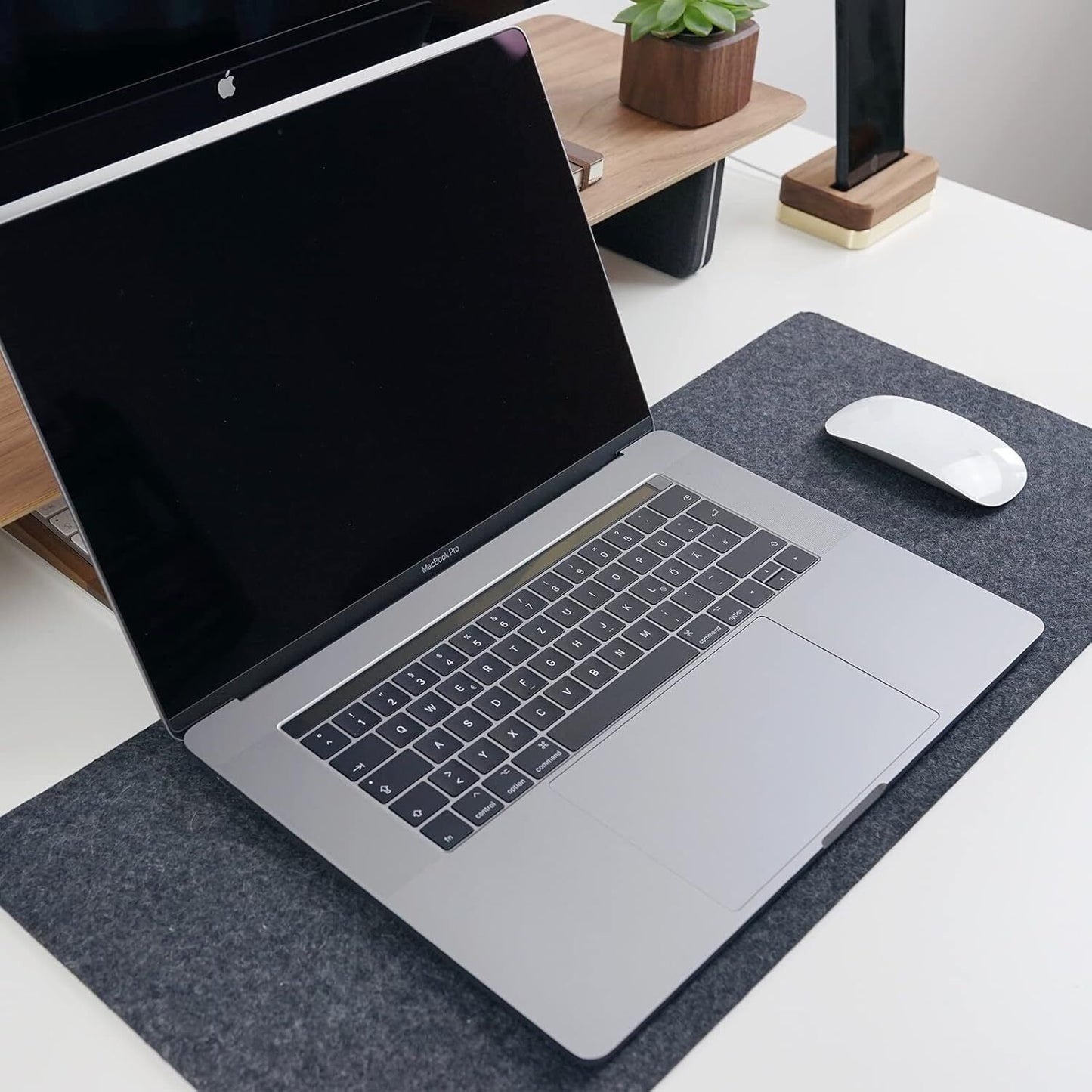 DawnTrees Desk Mat |100x40 cm Felt Desk Pad Protector | Keyboard Pad (Dark Grey)