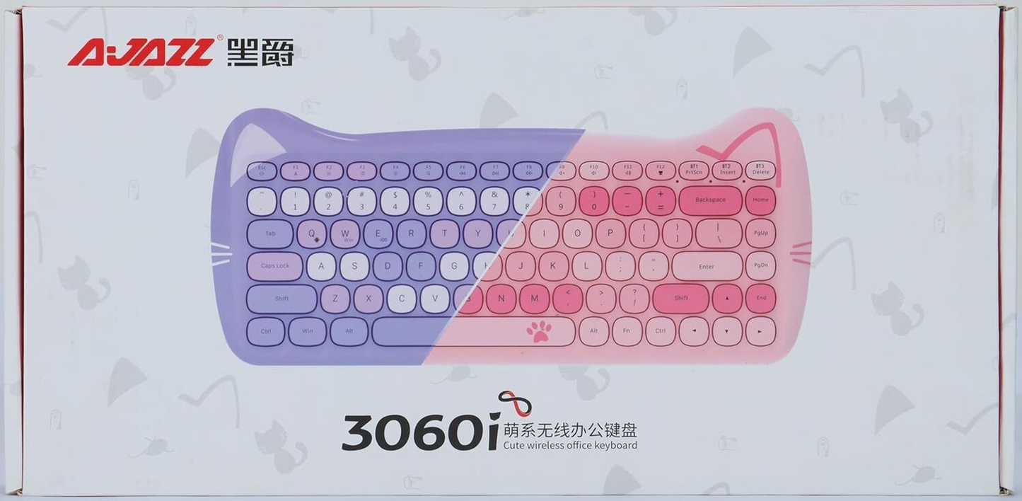 ZIYOU LANG 3060I Wireless Cute Computer Keyboard 80% Percent Lovely Cat Retro Si