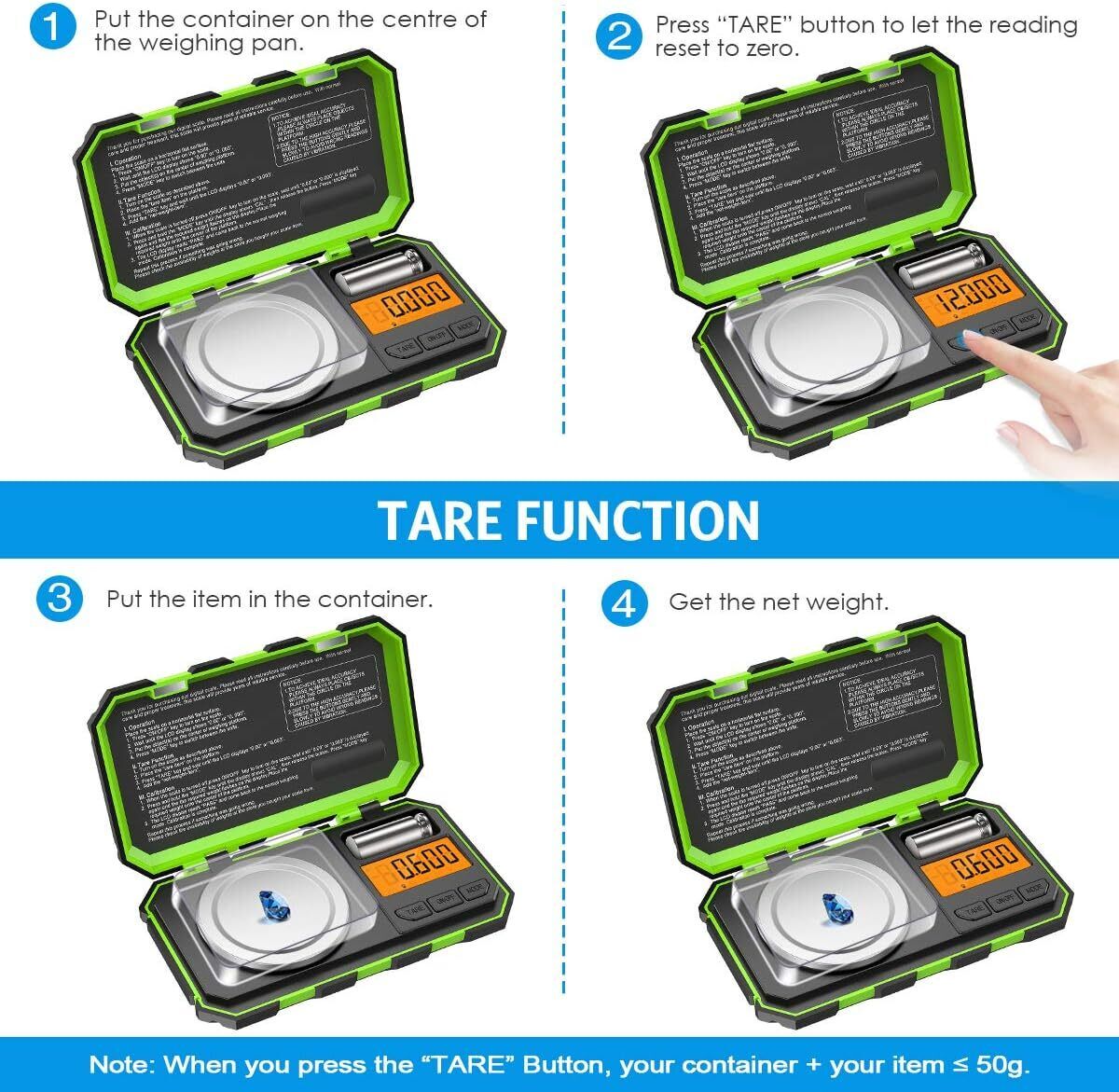 Digital Pocket Scale, 50G Precision Mini Food Scales, Portable Mini Jewelry Scal