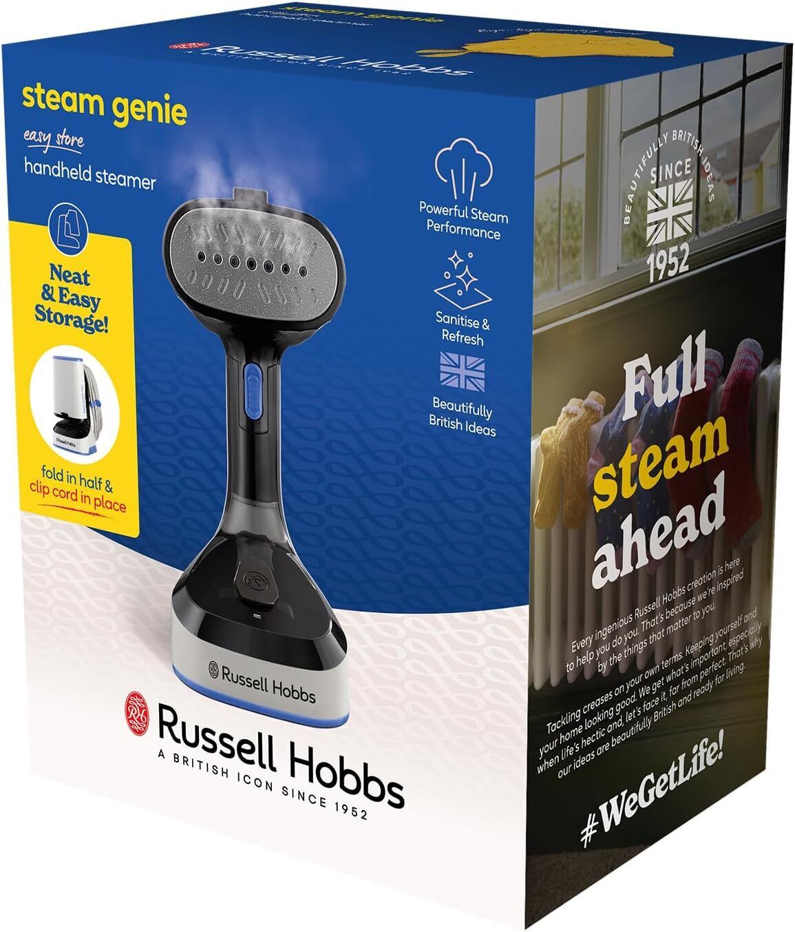 Russell Hobbs Steam Genie Easy Store Clothes Steamer No Ironing Board Needed