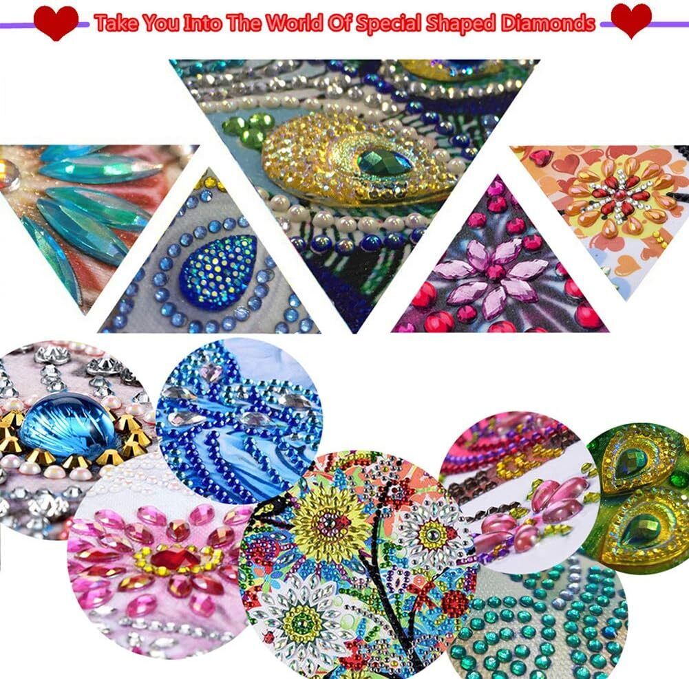 5Pcs DIY Diamond Painting Keychains 12D Rhinestone Mosaic Making Kit, Double Sid