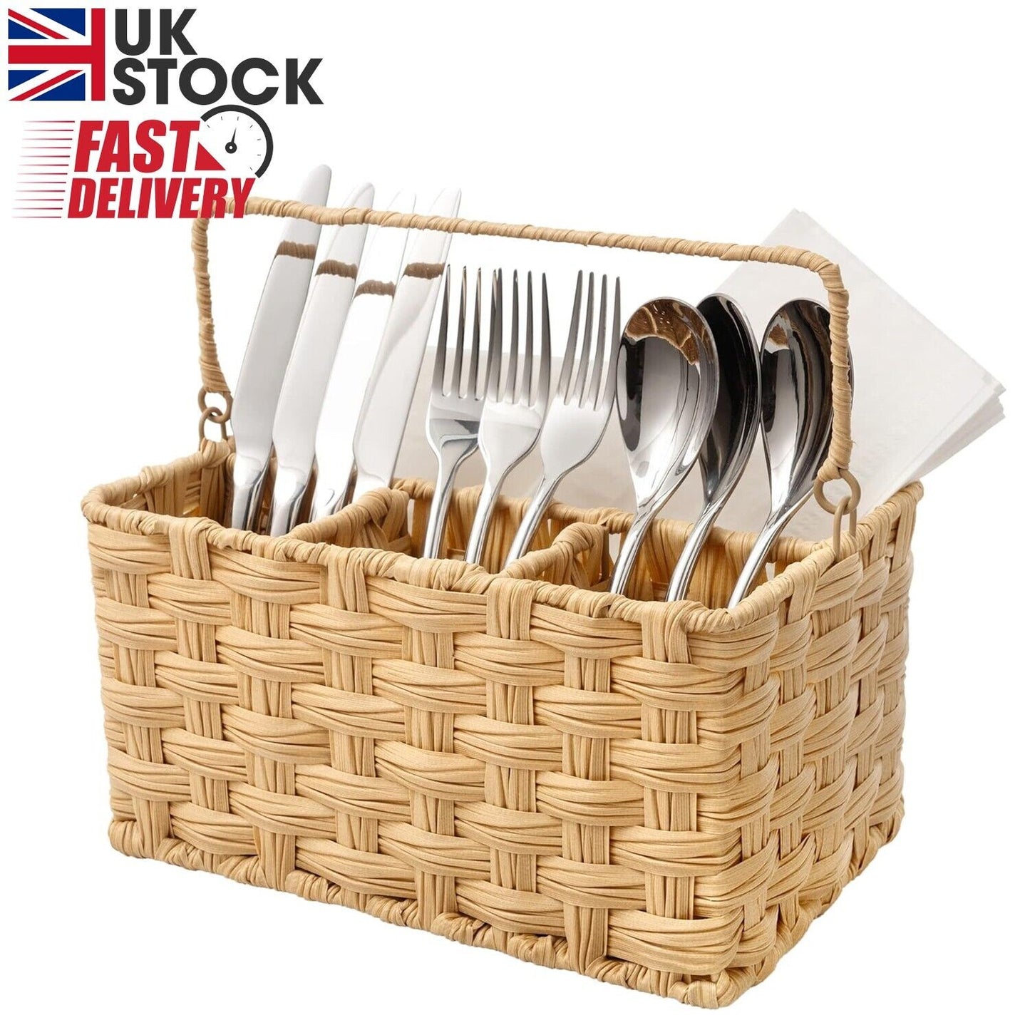 Kitchen Utensils Holder,  Pack of 1 Cutlery Holder for Table, Handwoven Wicker