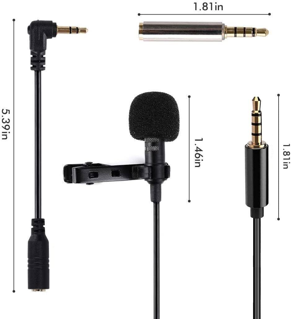 Lavalier Microphone, Professional Grade Omnidirectional Lapel Mic with Easy Clip