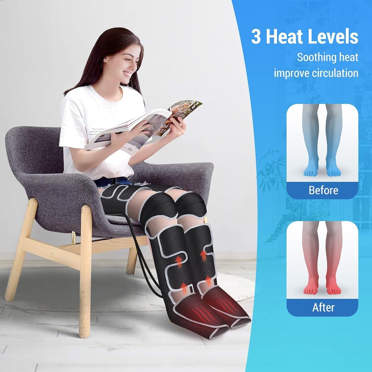 COMFIER Leg Massager Machine, Knee Massager with Heat,4D Kneading Calf Massager,