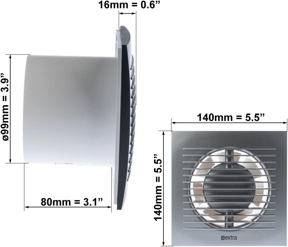 Diameter 100Mm Extractor Fan - 4 Inch Extractor Fan - Silver Extractor Fan Kitch