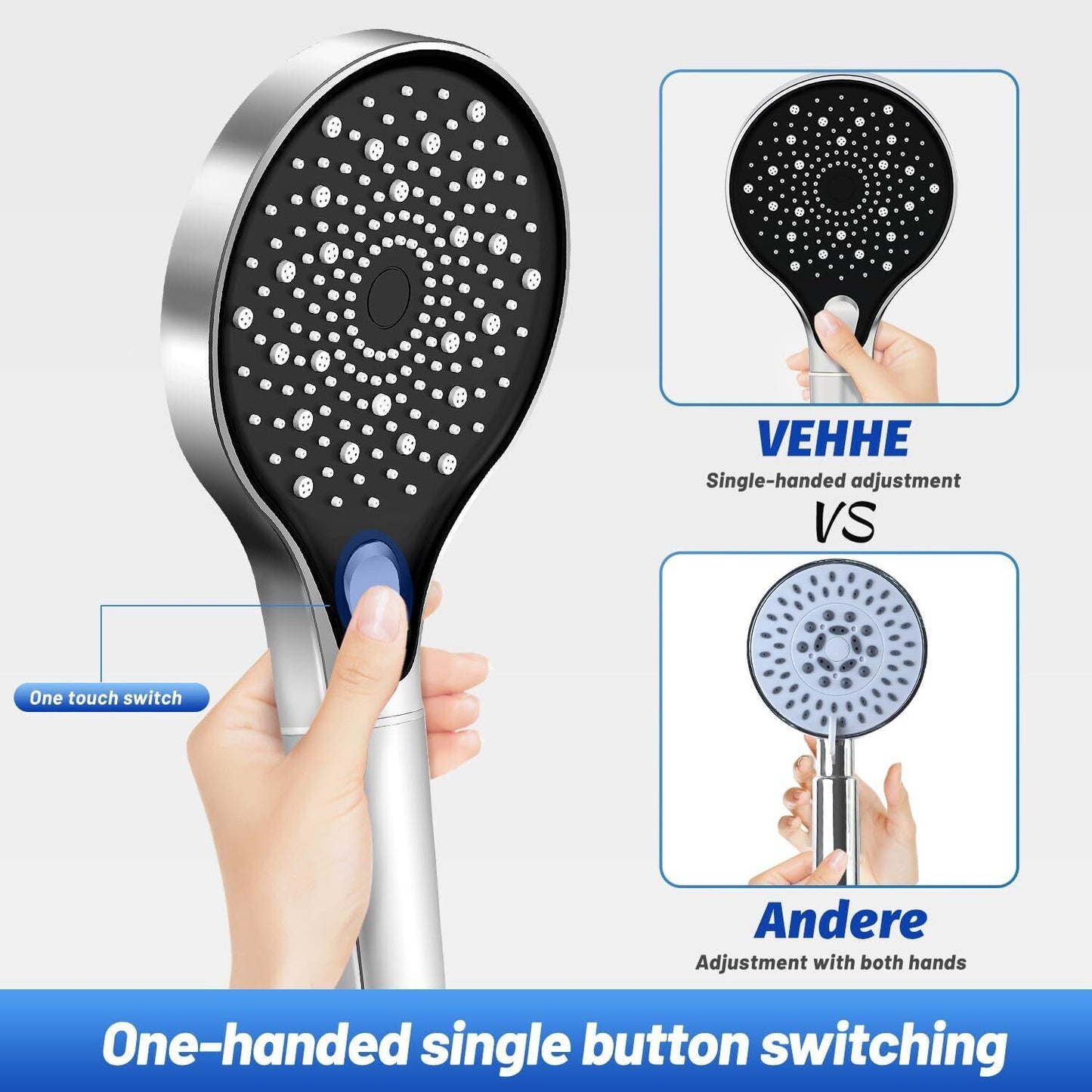 Shower Head with Filter-  High Pressure 3 Modes Powerful Flow Shower Heads