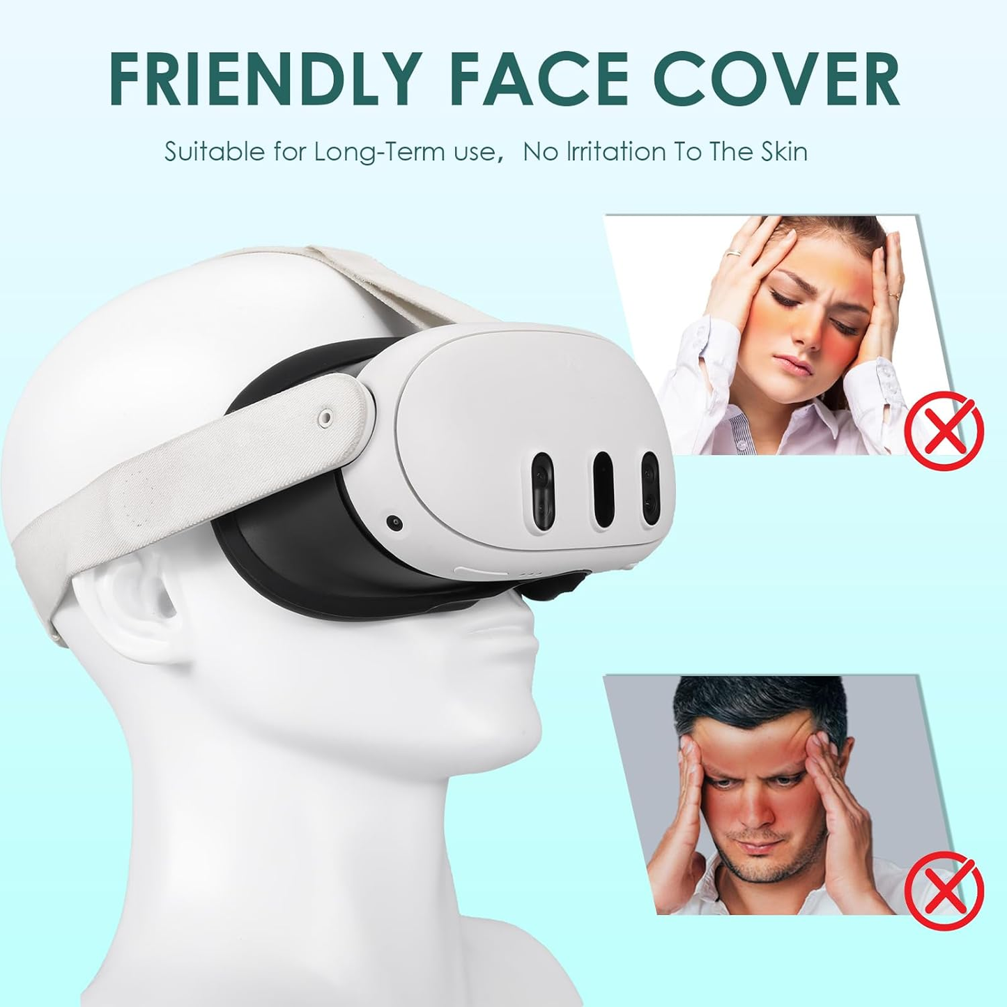 VR Face Cover Compatible for Quest 3, Sweatproof Washable Silicone Cushion Face