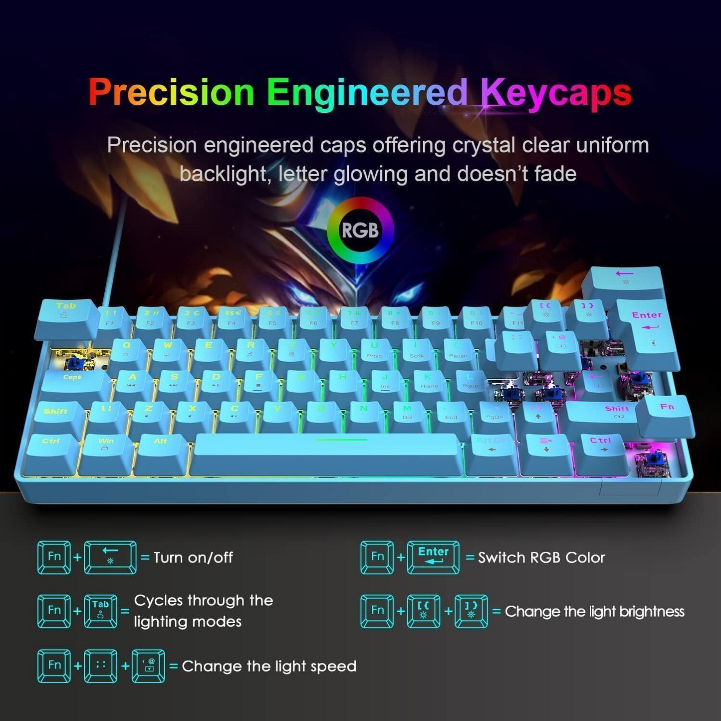 ZIYOU LANG T60 60% Percent Mechanical Gaming Keyboard Mouse [UK Layout] - RGB