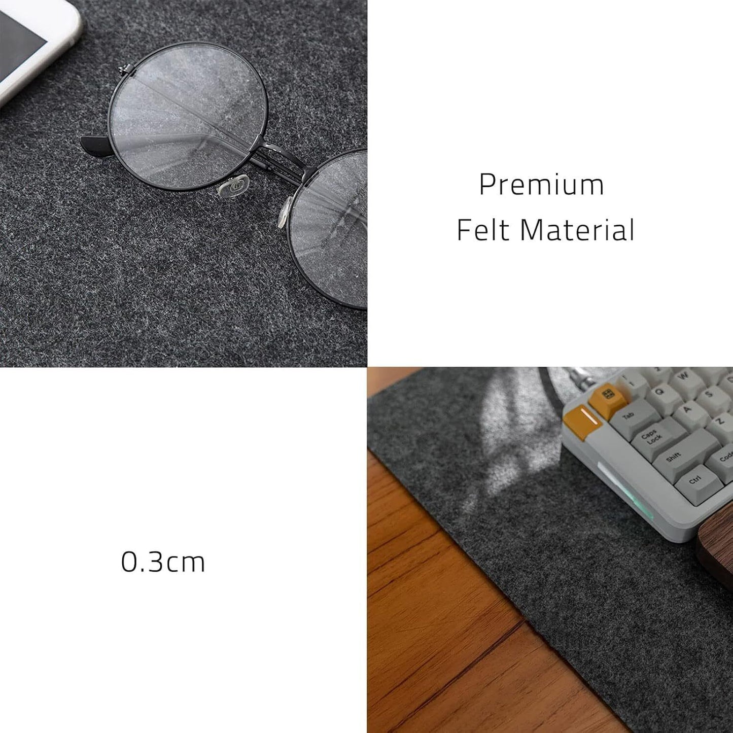 DawnTrees Desk Mat |100x40 cm Felt Desk Pad Protector | Keyboard Pad (Dark Grey)