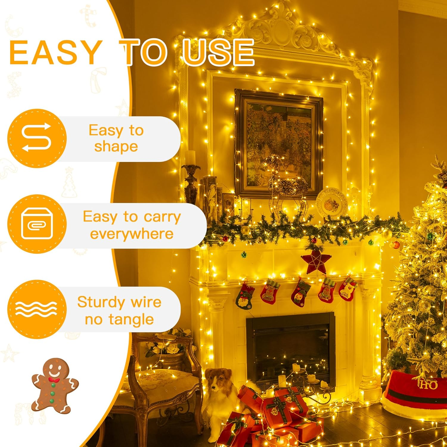 Ollny Fairy Lights Battery Operated,15M 150 LED Bright Battery Powered String Li