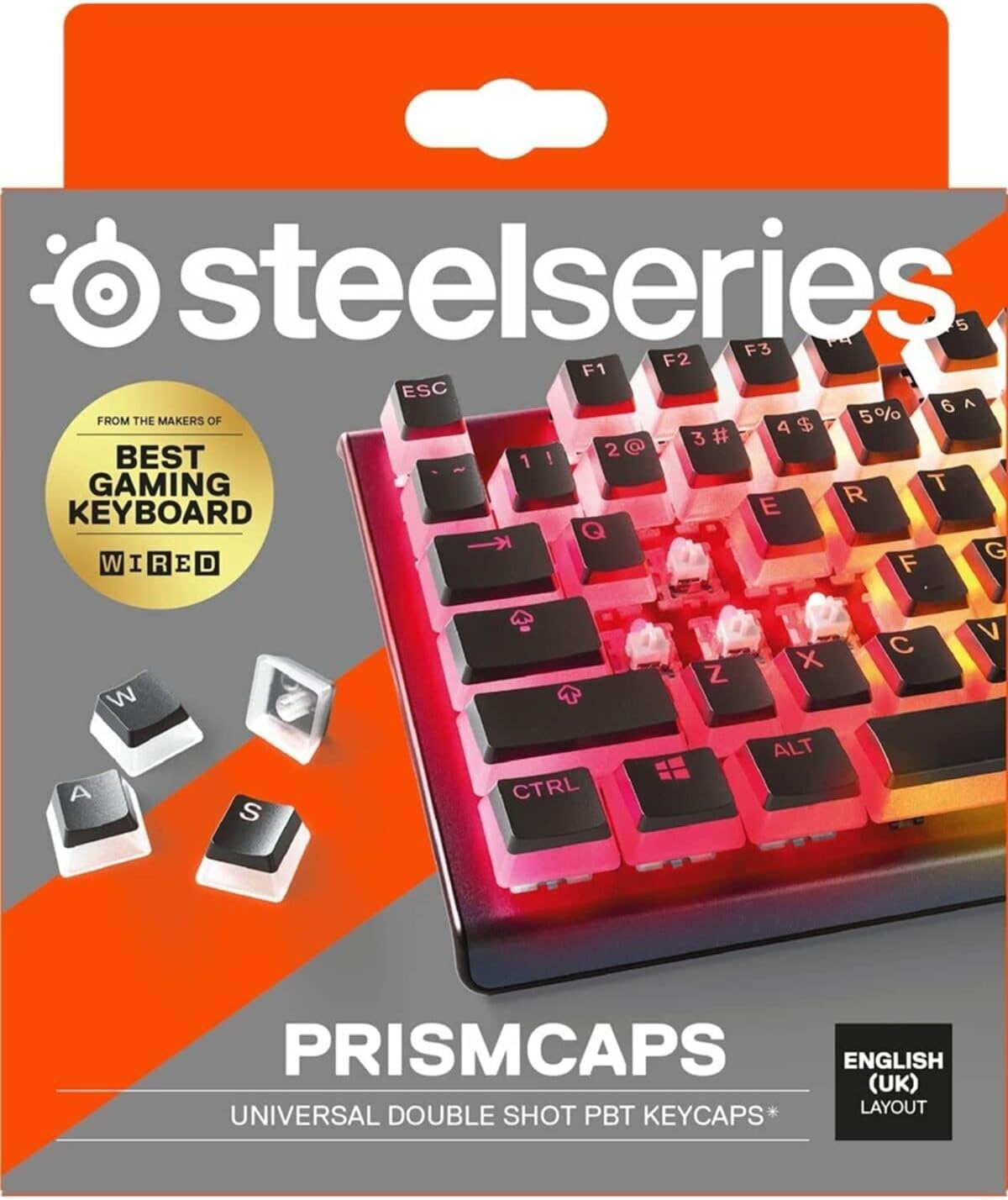 SteelSeries  Prismcaps – Double Shot Pudding - Style Keycaps – MX – Black - UK L