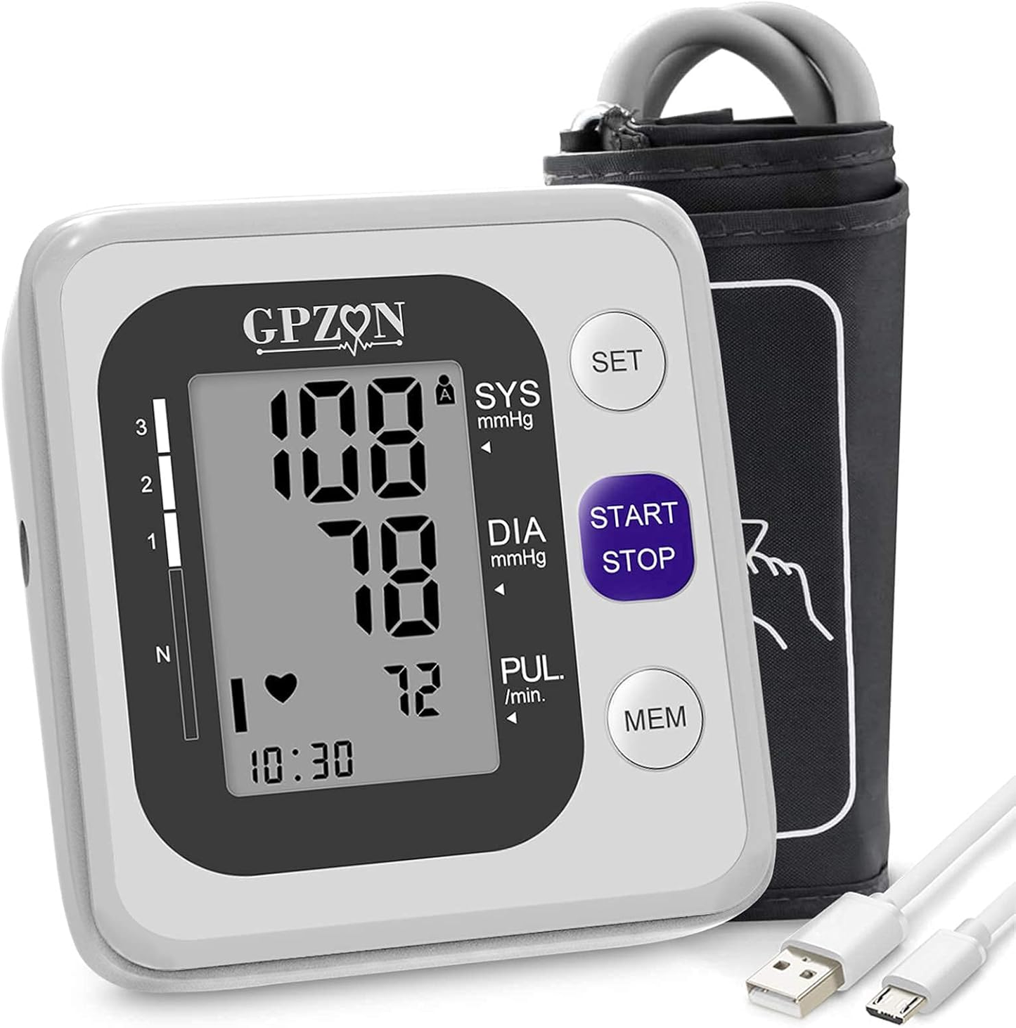 GPZON Blood Pressure Monitor Upper Arm Digital BP Monitor with Large Cuff Fully