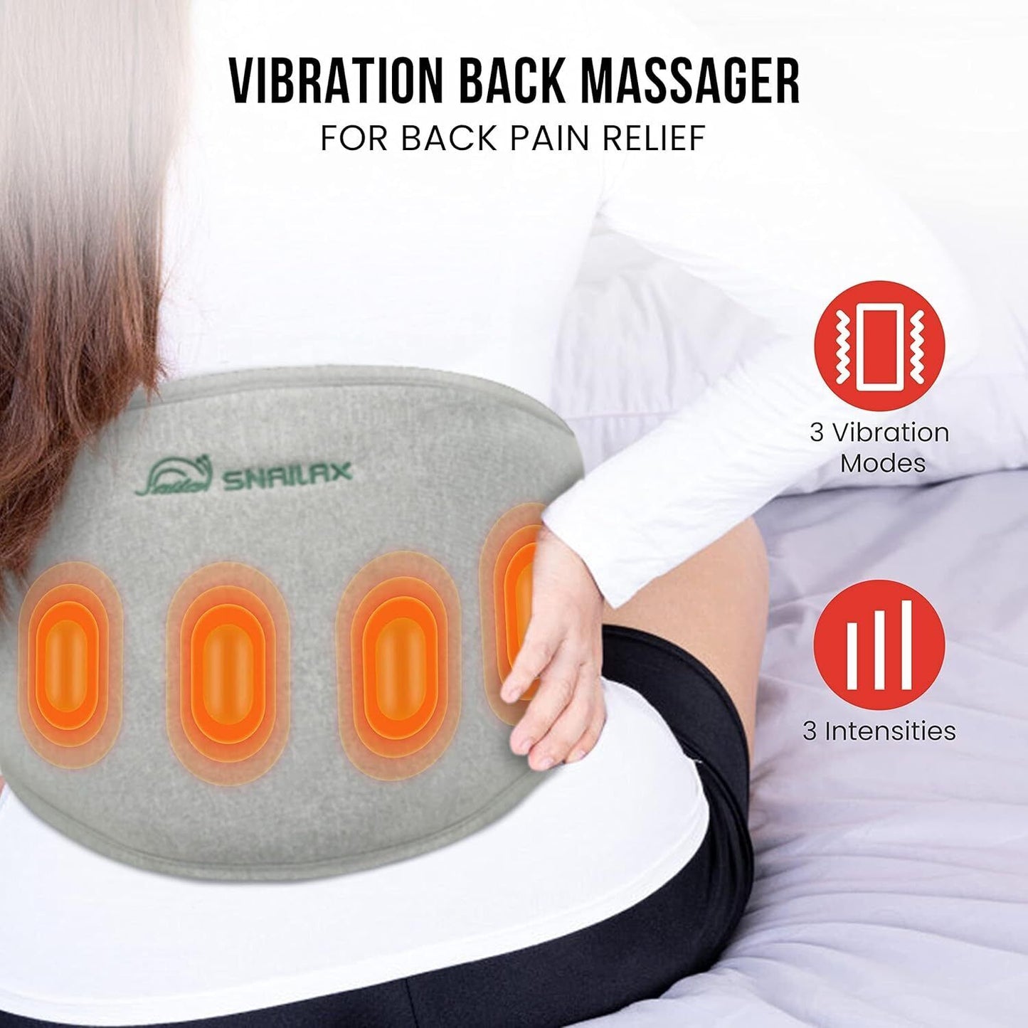 Snailax Massage Heating Pad with 3 Vibration Modes, Heated Back Warmer for Back