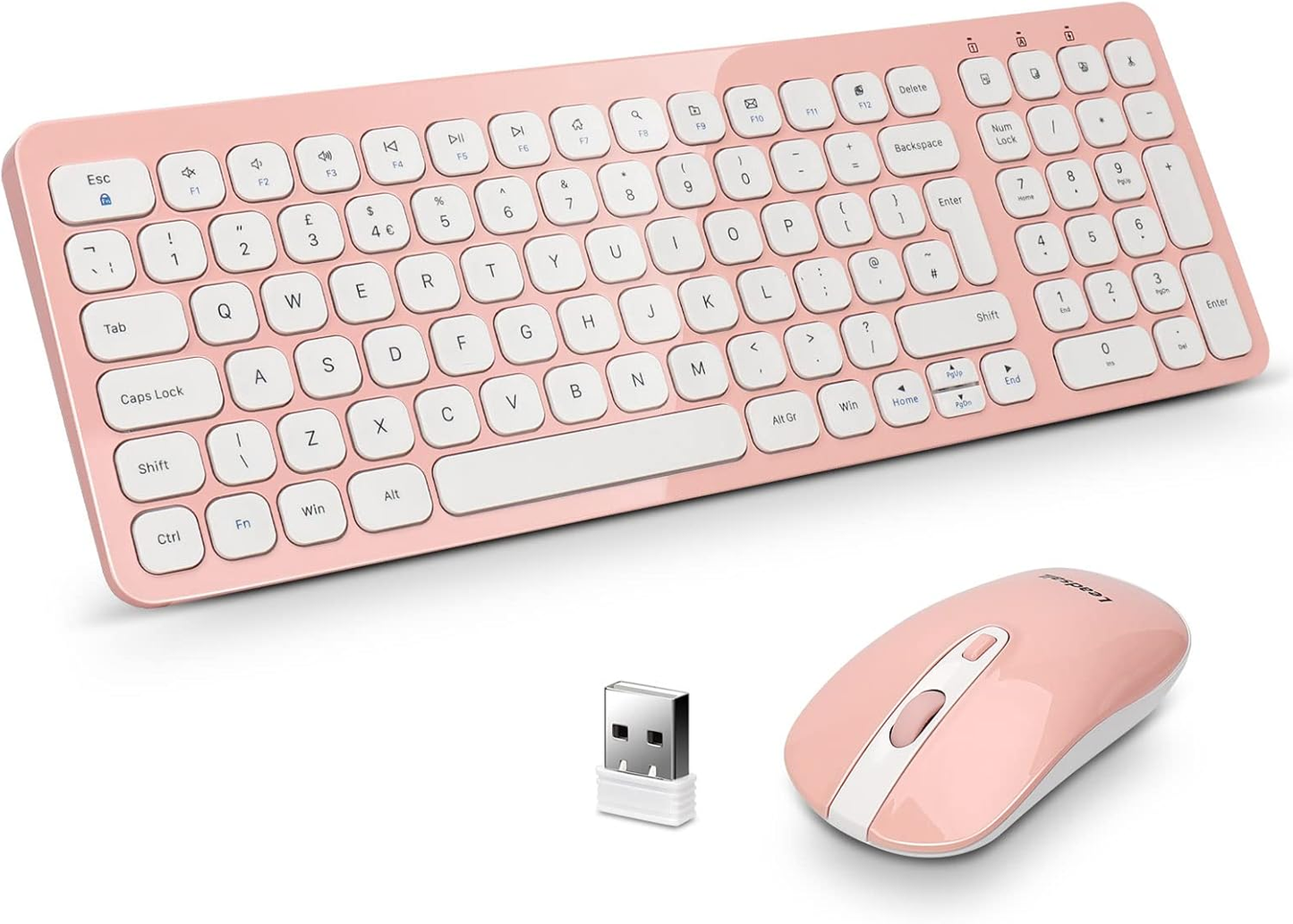 Leadsail Wireless Keyboard and Mouse Set, Wireless USB Mouse and Compact Compute