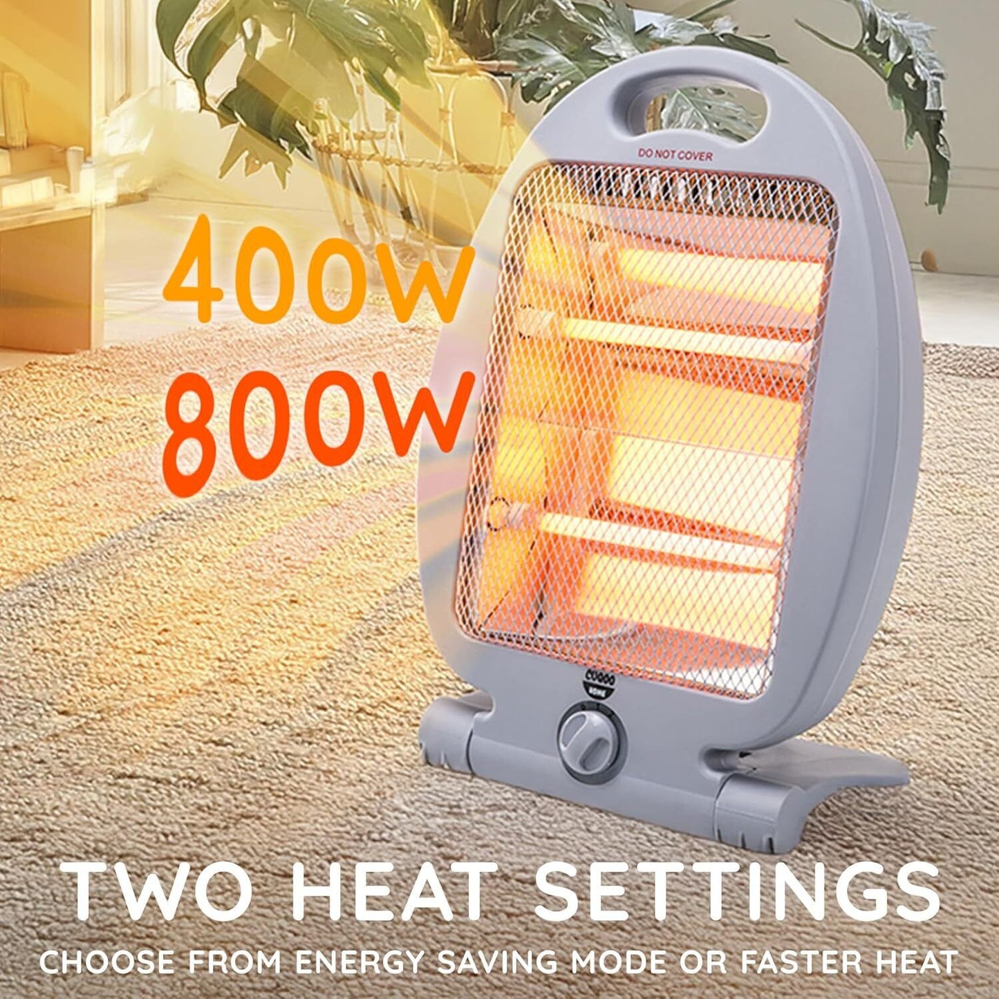 800W Compact Halogen Quartz Heater – Portable, Energy Efficient Electric Heater