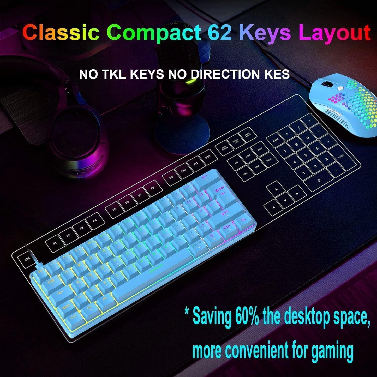 ZIYOU LANG T60 60% Percent Mechanical Gaming Keyboard Mouse [UK Layout] - RGB