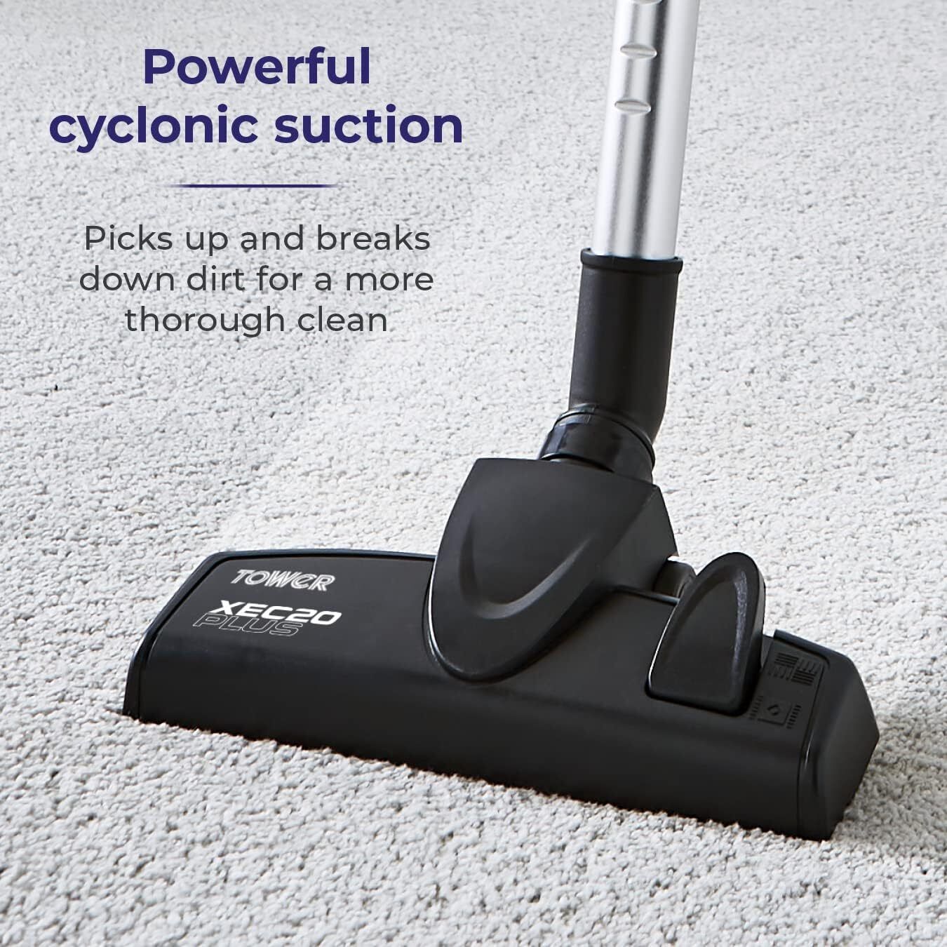 Tower T513005 Pro Corded 3-in-1 Vacuum Cleaner with Cyclonic Suction, Built-in H