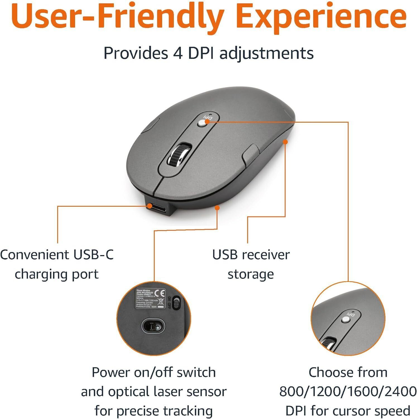 Amazon Basics Rechargeable Wireless Mouse - Ultra Slim, Quiet Full Size Keyboard