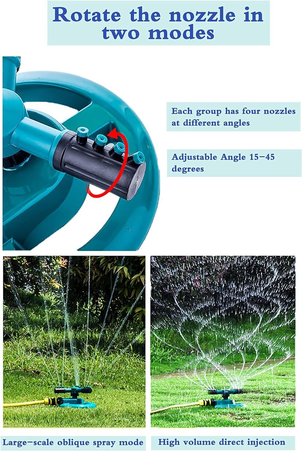 Garden Sprinkler Automatic Lawn Water Sprinkler 360 Degree 3 Arm Rotating Sprink