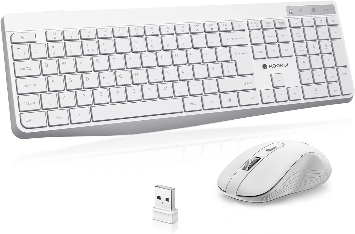 KOORUI Wireless Keyboard and Mouse Combo, 12 Multimedia and Shortcut Keys UK Lay