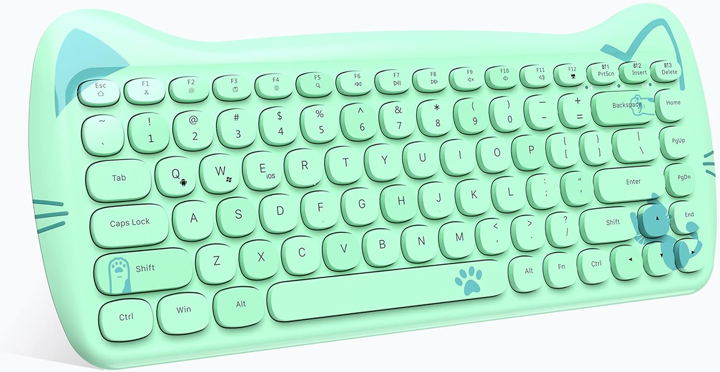 ZIYOU LANG 3060I Wireless Cute Computer Keyboard 80% Percent Lovely Cat Retro Si