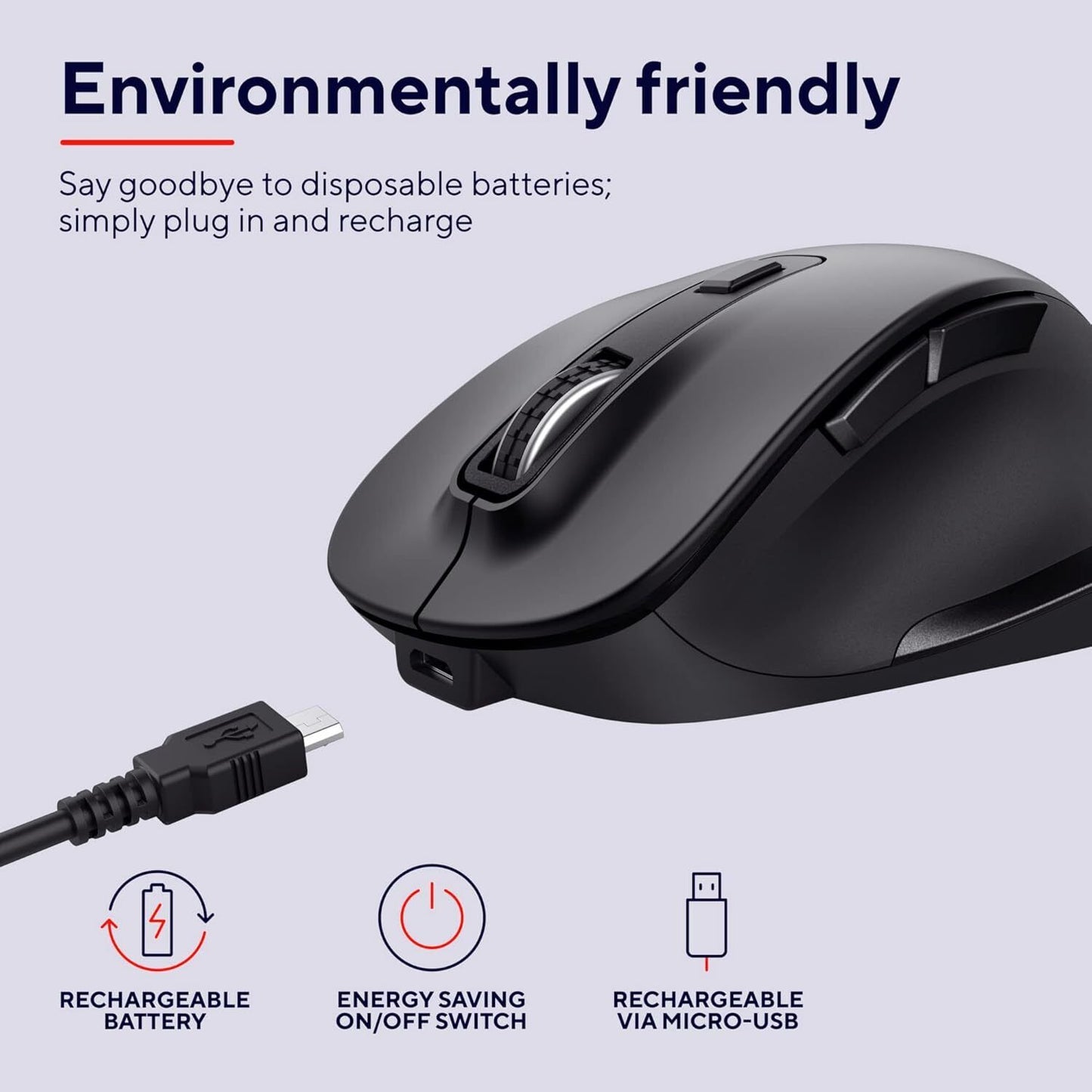 Trust Fyda Rechargeable Wireless Mouse Made With Recycled Materials, 800-2400 DP