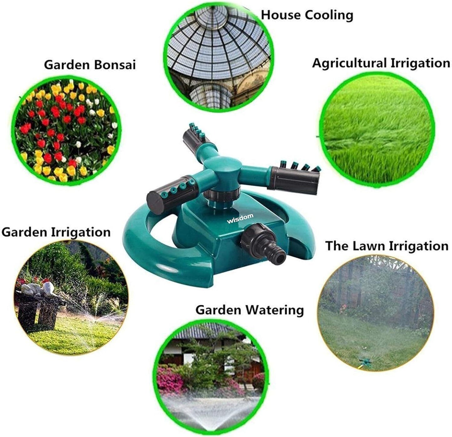 Garden Sprinkler Automatic Lawn Water Sprinkler 360 Degree 3 Arm Rotating Sprink