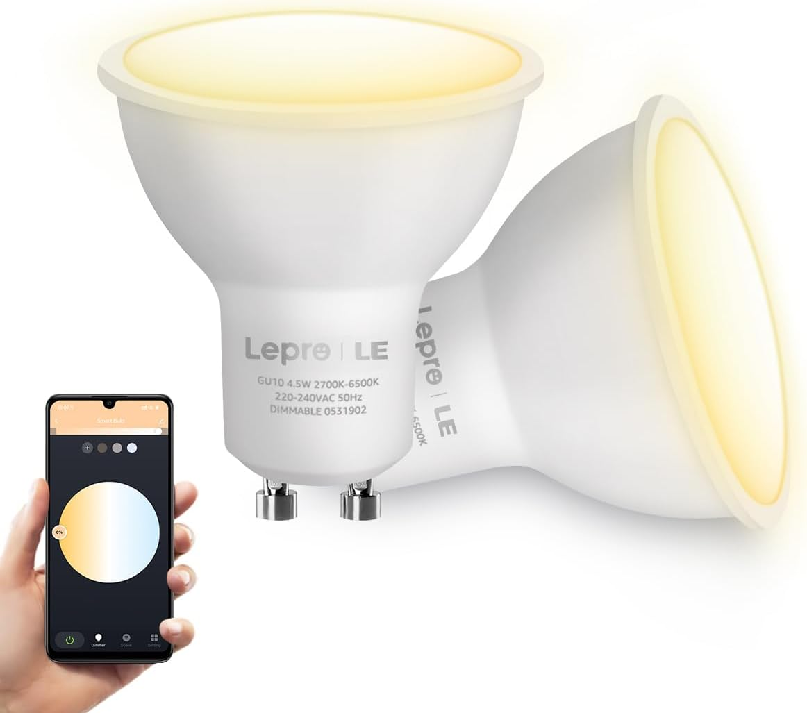 Lepro GU10 Smart Bulbs, Warm to Cool White Smart Light Bulbs GU10, Dimmable GU10