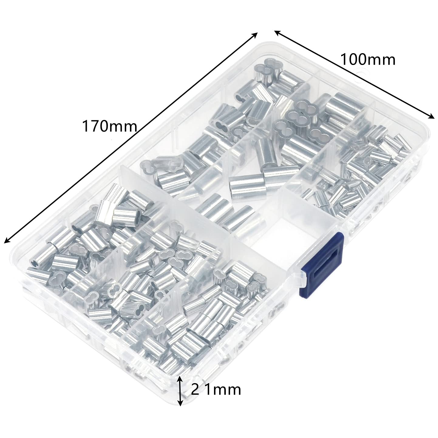 230 PCS Wire Rope Crimping Loop Sleeves, Aluminum Sleeves Clips, 6 Sizes of Wire