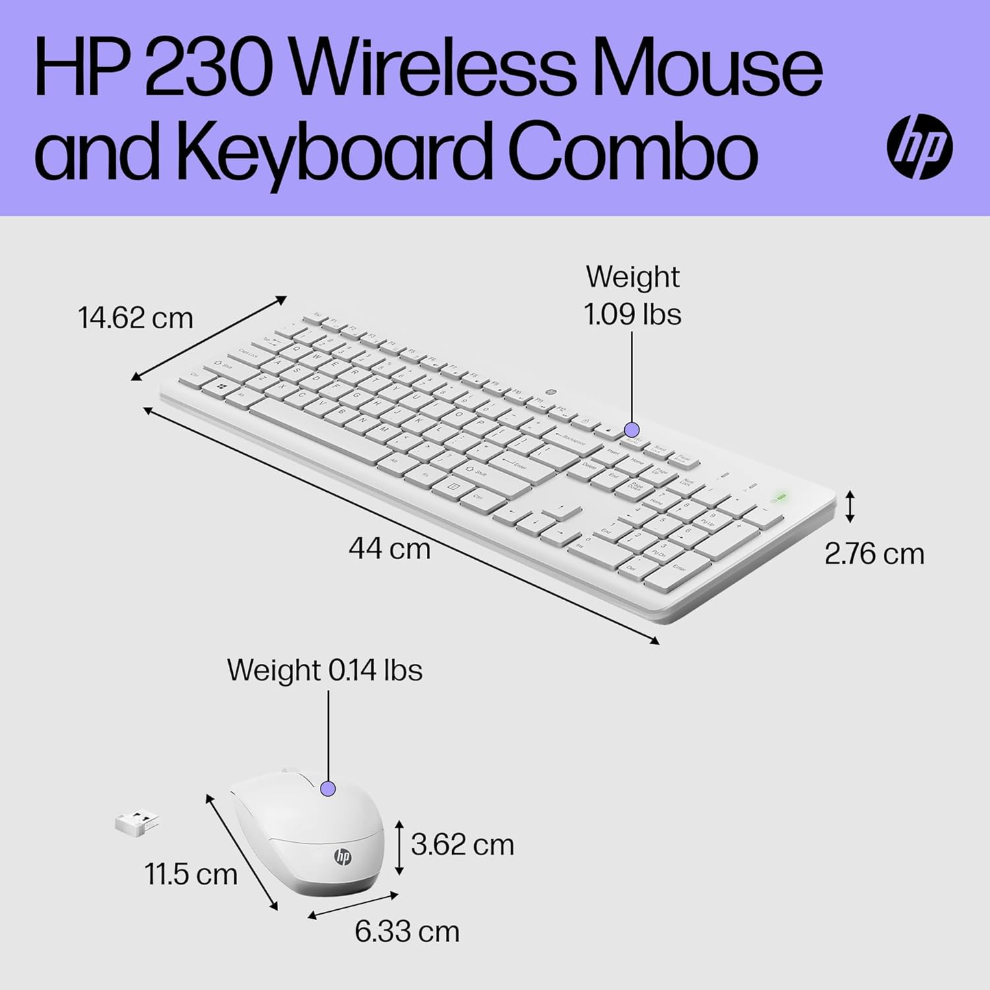 HP 230 Wireless Mouse and Keyboard Combo, QWERTY UK Layout, White