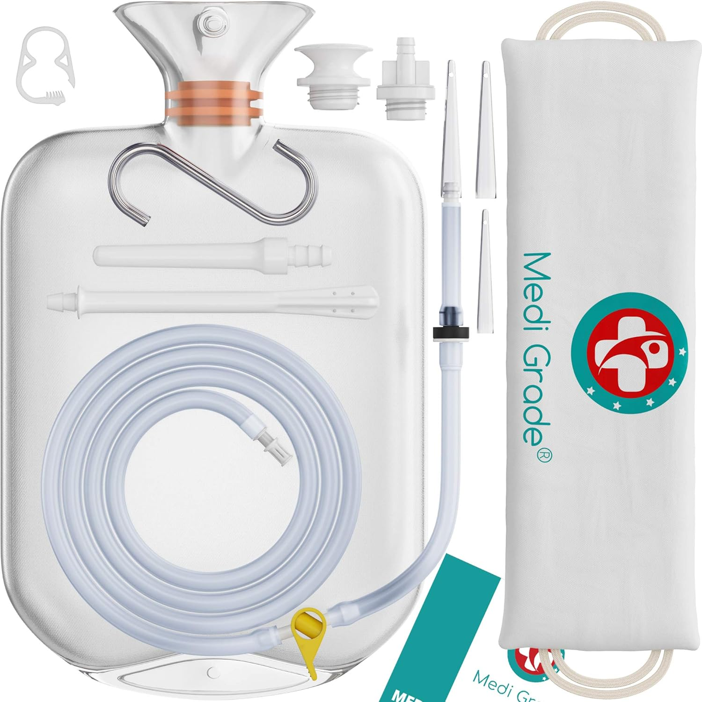 Enema Kit for Adults, 2 Litres - Transparent, Hands-Free Colonic Irrigation Home