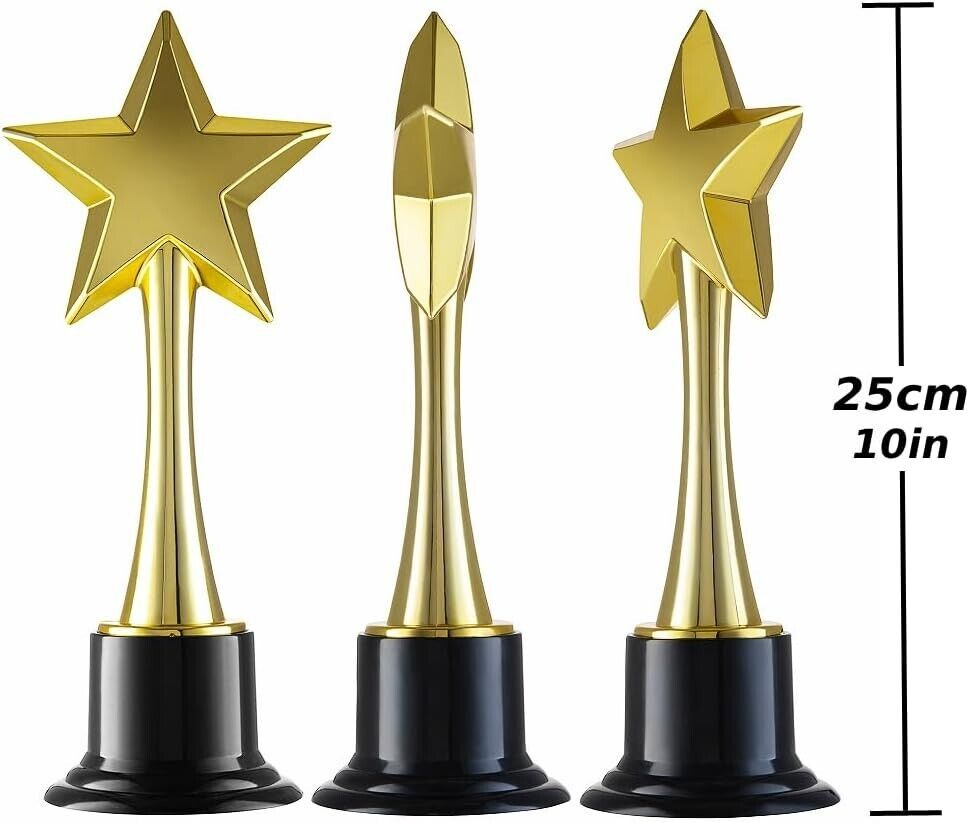 Prextex Gold Star Trophy Award Trophies Decorative Kids Sport Achievement 25Cm