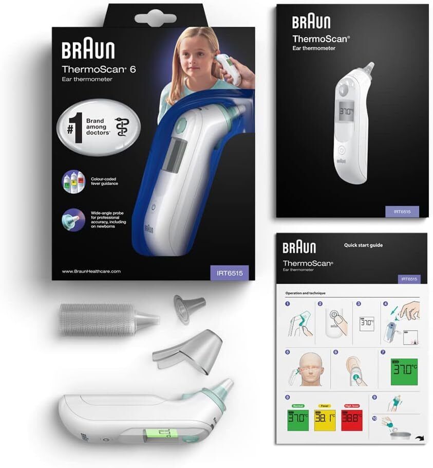 Braun ThermoScan 6 Ear thermometer - Colour-coded Digital Display - ExacTemp Sta